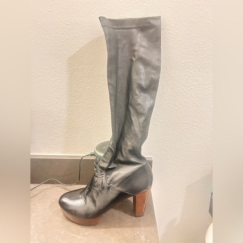 Robert Clergerie Womens Black Leather Heeled Boots size 10